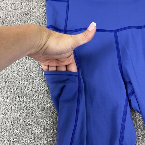 Lululemon Leggings Women Six Fast Free Crop II Nulux 19 Running Activewear Blue - Picture 3 of 10